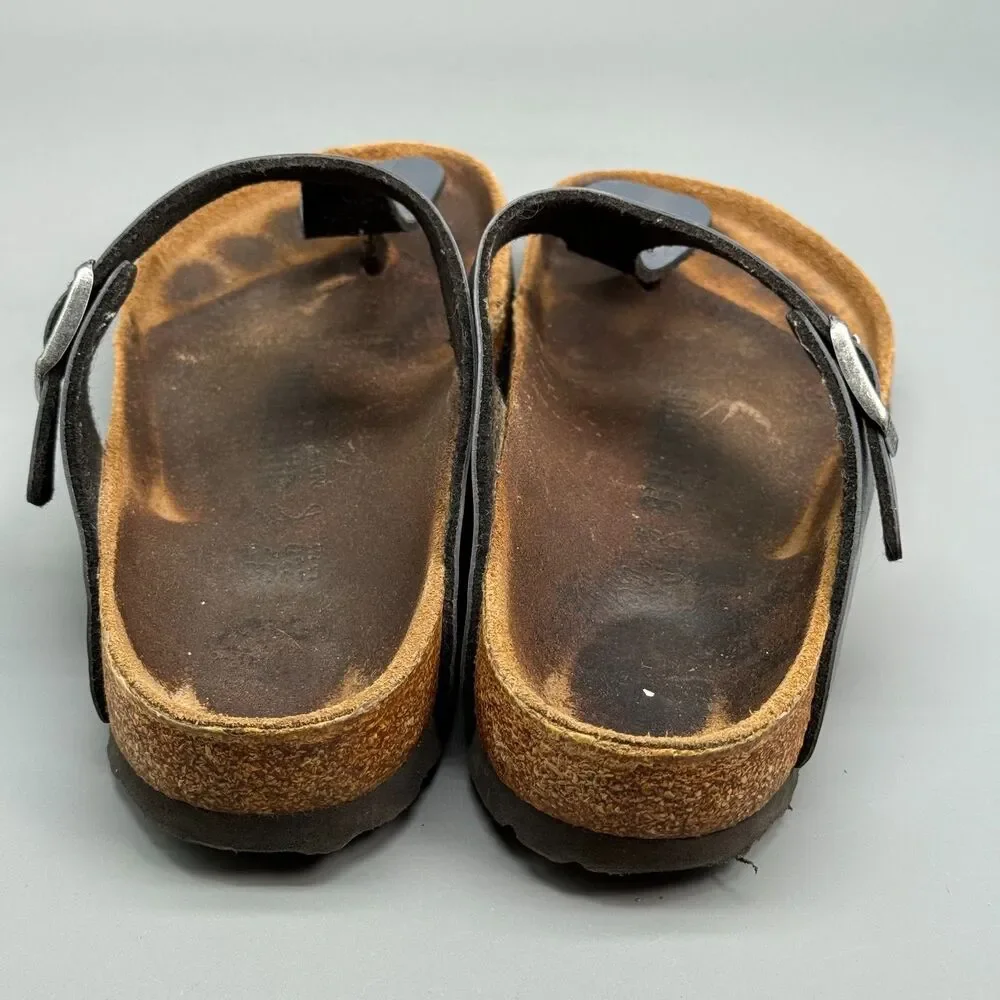 Birkenstock Gizeh Womens 6 Gray Blue Flip-Flop Sandals Open Toe Slip on Metallic